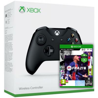 FIFA 21 (русская версия) + Microsoft Xbox One S Wireless Controller with Bluetooth (Black)