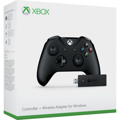Microsoft Xbox One S Wireless Controller with Bluetooth (Black) + Адаптер бездротового геймпада для Windows (Xbox One)