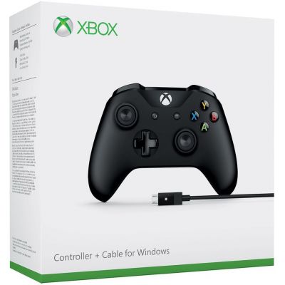 Microsoft Xbox One S Wireless Controller with Bluetooth (Black) + USB Кабель для Windows 