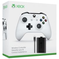 Microsoft Xbox One S Wireless Controller with Bluetooth (White) + Play and Charge Kit