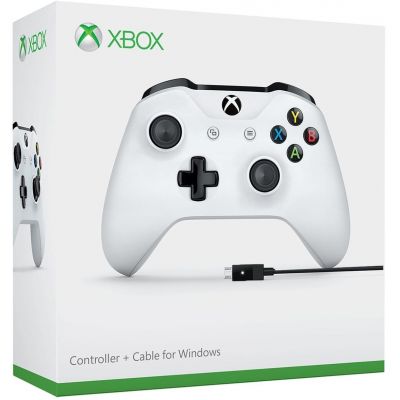 Microsoft Xbox One S Wireless Controller with Bluetooth (White) + USB Кабель для Windows 