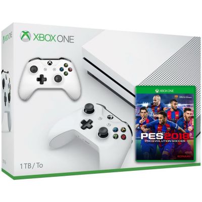 Microsoft Xbox One S 1Tb White + PES 2018 (русская версия) + доп. Wireless Controller with Bluetooth (White)