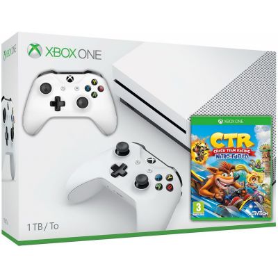 Microsoft Xbox One S 1Tb White + Crash Team Racing Nitro-Fueled (английская версия) + доп. Wireless Controller with Bluetooth (White)