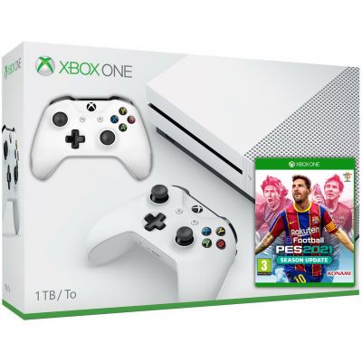 Microsoft Xbox One S 1Tb White + eFootball Pro Evolution Soccer 2021 (русская версия) + доп. Wireless Controller with Bluetooth (White)