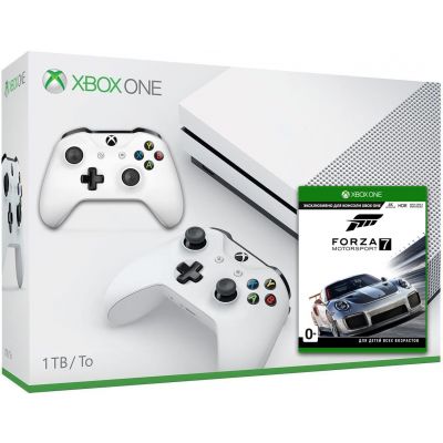 Microsoft Xbox One S 1Tb White + Forza Motorsport 7 (ваучер на скачивание) (русская версия) + доп. Wireless Controller with Bluetooth (White)