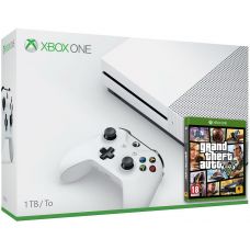 Microsoft Xbox One S 1Tb White + GTA V (русские субтитры)
