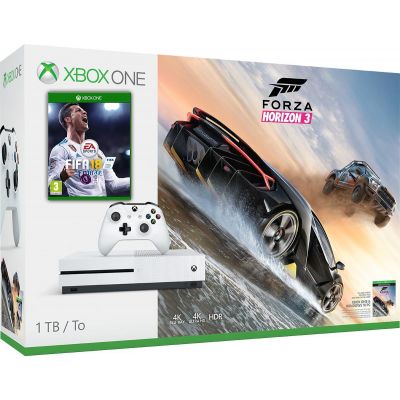 Microsoft Xbox One S 1Tb White + FIFA 18 (русская версия) + Forza Horizon 3 (русская версия)
