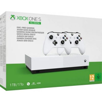 Microsoft Xbox One S 1Tb White All-Digital Edition + доп. Wireless Controller with Bluetooth (White)