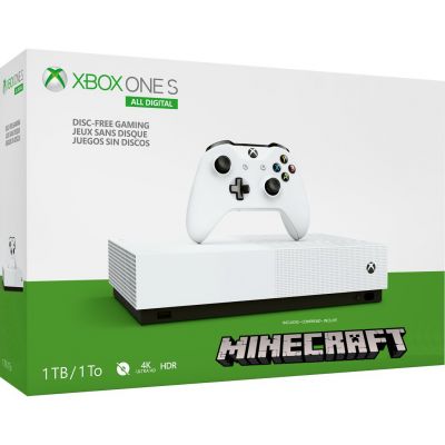 Microsoft Xbox One S 1Tb White All-Digital Edition + Minecraft (ваучер на скачивание) (русская версия)