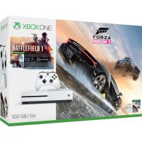 Microsoft Xbox One S 500Gb White + Battlefield 1 (русская версия) + Forza Horizon 3 (русская версия)