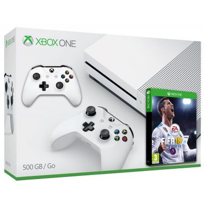 Microsoft Xbox One S 500Gb White + FIFA 18 (русская версия) + доп. Wireless Controller with Bluetooth (White)