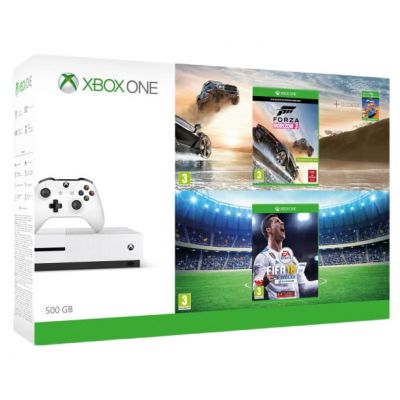 Microsoft Xbox One S 500Gb White + FIFA 18 (русская версия) + Forza Horizon 3 (русская версия) + Hot Wheels (русская версия) + Xbox Live Gold (6 месяцев)