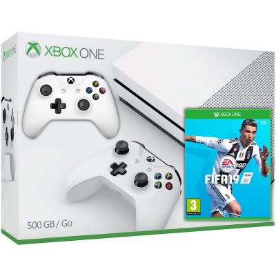 Microsoft Xbox One S 500Gb White + FIFA 19 (русская версия) + доп. Wireless Controller with Bluetooth (White)