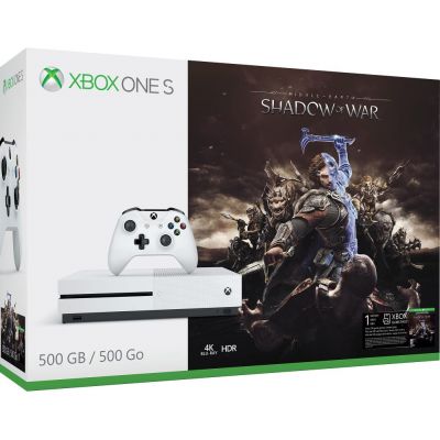Microsoft Xbox One S 500Gb White + Средиземье: Тени войны (ваучер на скачивание) (русская версия)