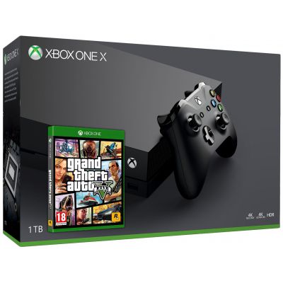Microsoft Xbox One X 1Tb + GTA V (русская версия)