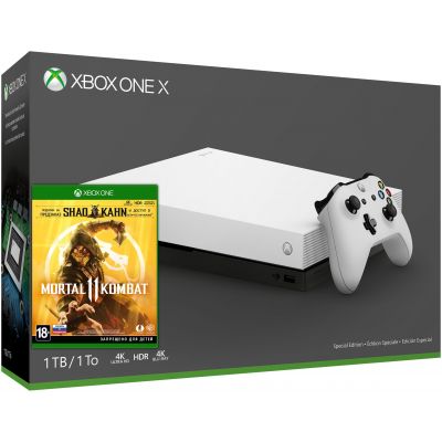 Microsoft Xbox One X 1Tb Robot White Special Edition + Mortal Kombat 11 (русские субтитры)