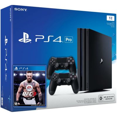 Sony Playstation 4 PRO 1Tb + UFC 3 (русская версия) + DualShock 4 (Version 2) (black)