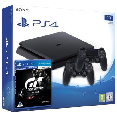 Sony Playstation 4 Slim 1Tb + Gran Turismo Sport. Day One Edition (русская версия) + DualShock 4 (Version 2) (black)