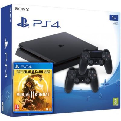 Sony Playstation 4 Slim 1Tb + Mortal Kombat 11 (російські субтитри) + DualShock 4 (Version 2) (black)
