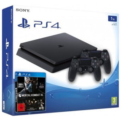 Sony Playstation 4 Slim 1Tb + Mortal Kombat XL (русская версия) + DualShock 4 (Version 2) (black)