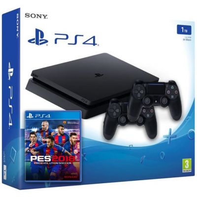 Sony Playstation 4 Slim 1Tb + PES 2018 (русская версия) + DualShock 4 (Version 2) (black)
