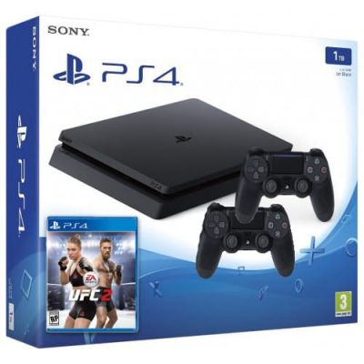 Sony Playstation 4 Slim 1Tb + UFC 2 + DualShock 4 (Version 2) (black)