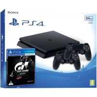 Sony Playstation 4 Slim 500Gb + Gran Turismo Sport. Day One Edition (русская версия) + DualShock 4 (Version 2) (black)
