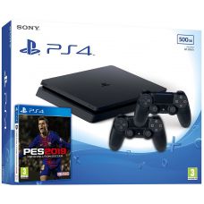 Sony Playstation 4 Slim 500Gb + Pro Evolution Soccer 2019 (русская версия) + DualShock 4 (Version 2) (black)