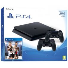 Sony Playstation 4 Slim 500Gb + UFC 2 + DualShock 4 (Version 2) (black)