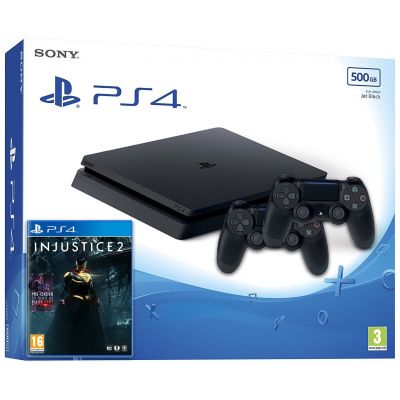 Sony Playstation 4 Slim 500Gb + Injustice 2 (русская версия) + DualShock 4 (Version 2) (black)