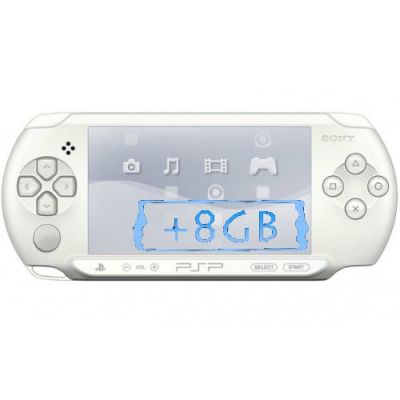 Sony PSP E1000 Street Ice White + Карта Памяти 8Gb + Чехол + Пленка + USB кабель + Игры