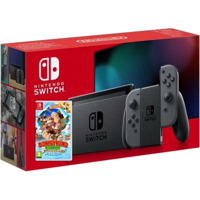 Nintendo Switch Gray (Upgraded version) + Игра Donkey Kong Country: Tropical Freeze