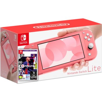 Nintendo Switch Lite Coral + Игра FIFA 21 Legacy Edition