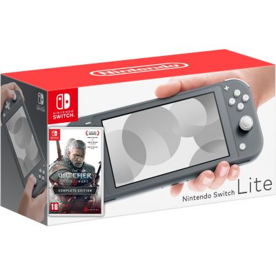 Nintendo Switch Lite Gray + Игра The Witcher 3: Wild Hunt Complete Edition