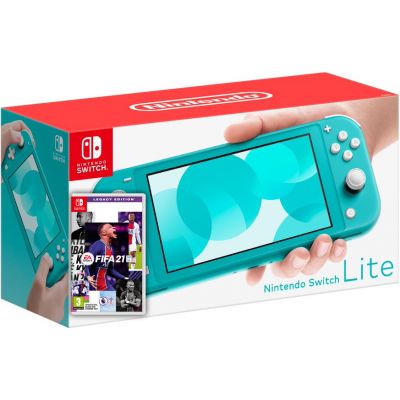 Nintendo Switch Lite Turquoise + Игра FIFA 21 Legacy Edition