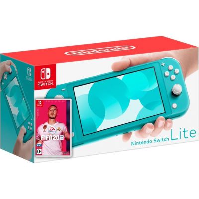 Nintendo Switch Lite Turquoise + Игра FIFA 20 Legacy Edition