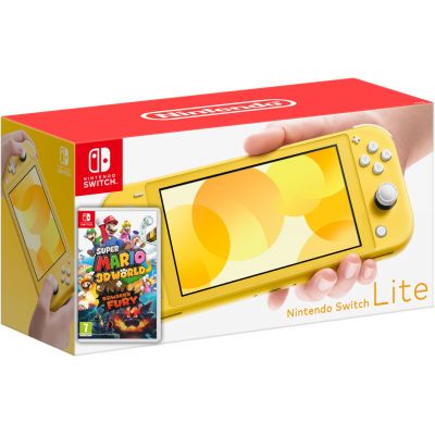 Nintendo Switch Lite Yellow + Игра Super Mario 3D World + Bowser's Fury