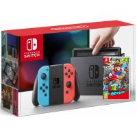 Nintendo Switch Neon Blue-Red + Игра Super Mario Odyssey (русская версия)