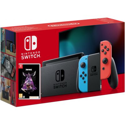Nintendo Switch Neon Blue-Red (Upgraded version) + Fortnite Darkfire Bundle (ваучер на скачивание) (русская версия)