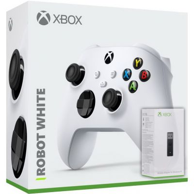 Microsoft Xbox Series X | S Wireless Controller with Bluetooth (Robot White) + Адаптер беспроводного геймпада для Windows (Upgrade Version)