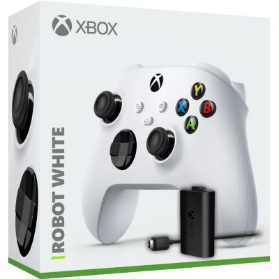 Microsoft Xbox Series X | S Wireless Controller with Bluetooth (Robot White) + Play & Charge kit for Xbox Series X and Xbox Series S