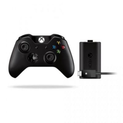 Microsoft Xbox One Wireless Controller (Black) + Play and Charge Kit