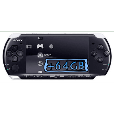 Sony PSP Slim 3000 Piano Black + Карта Памяти 64Gb + Чехол + Пленка + USB кабель + Игры