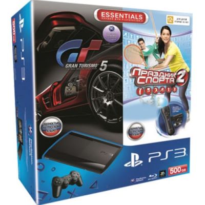 Sony PlayStation 3 Super Slim 500Gb   Move Starter Pack   Игра Праздник Cпорта 2   Игра Gran Turismo 5