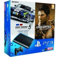 Sony PlayStation 3 Super Slim 500Gb   Игра Uncharted 3   Gran Turismo 5