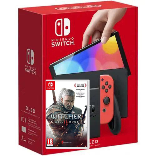Купить Nintendo Switch (OLED model) Neon Blue-Red + Игра The Witcher 3 ...