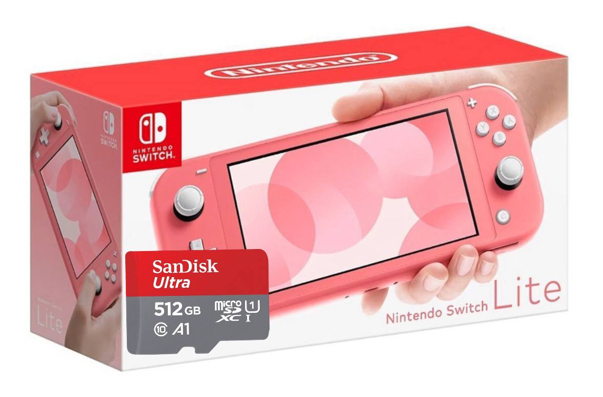 Купить Nintendo Switch Lite Coral + Карта памяти SanDisk Ultra 512Gb в ...