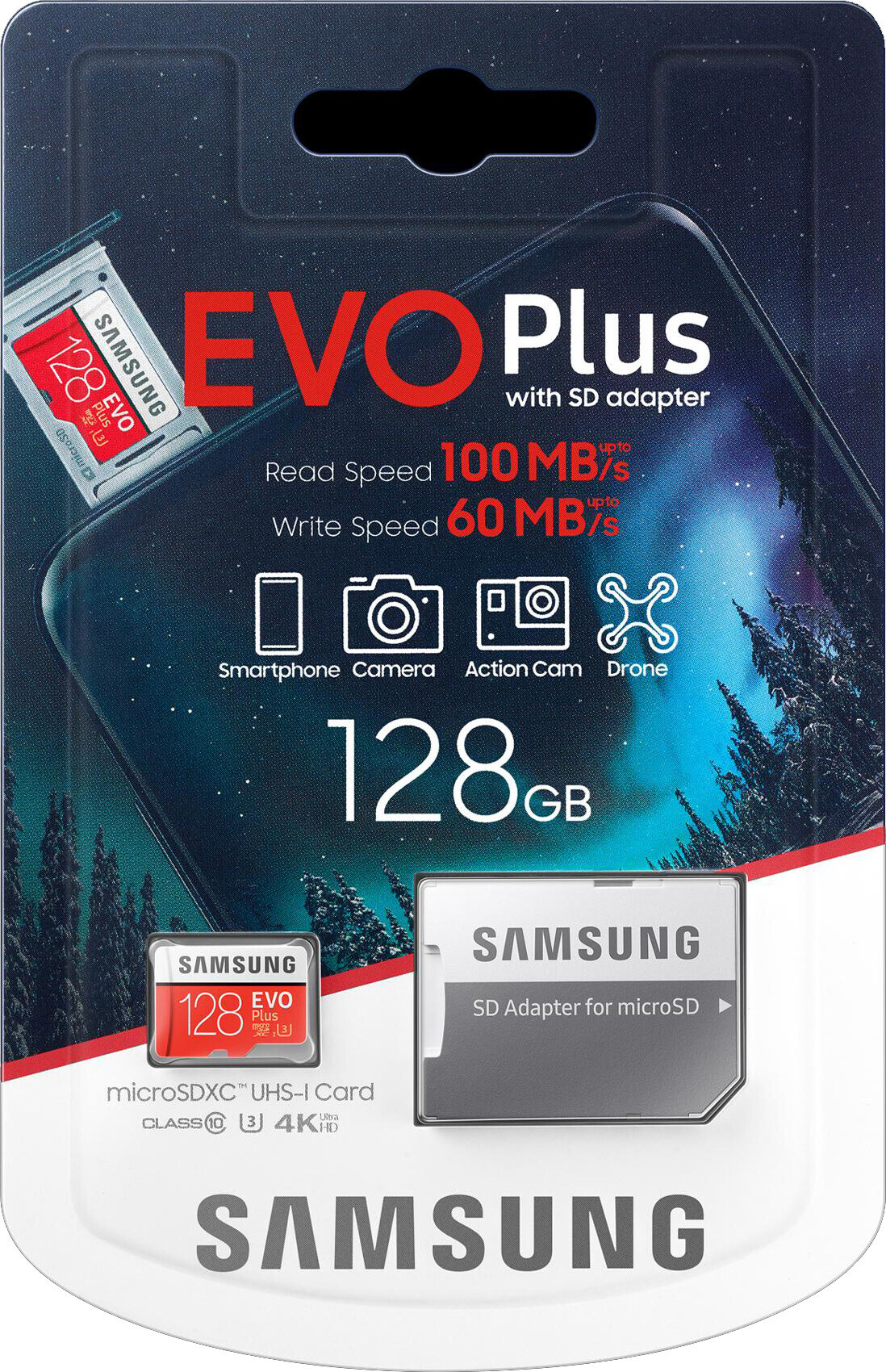 ≡ Карта памяти Samsung EVO Plus V2 microSDXC UHS-I U3 128Gb + SD ...