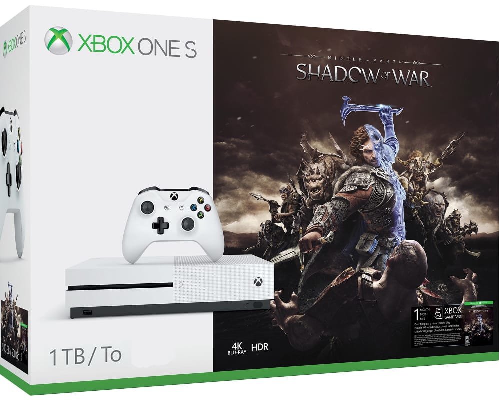 ≡ Microsoft Xbox One S 1Tb White + Средиземье: Тени войны (ваучер на ...