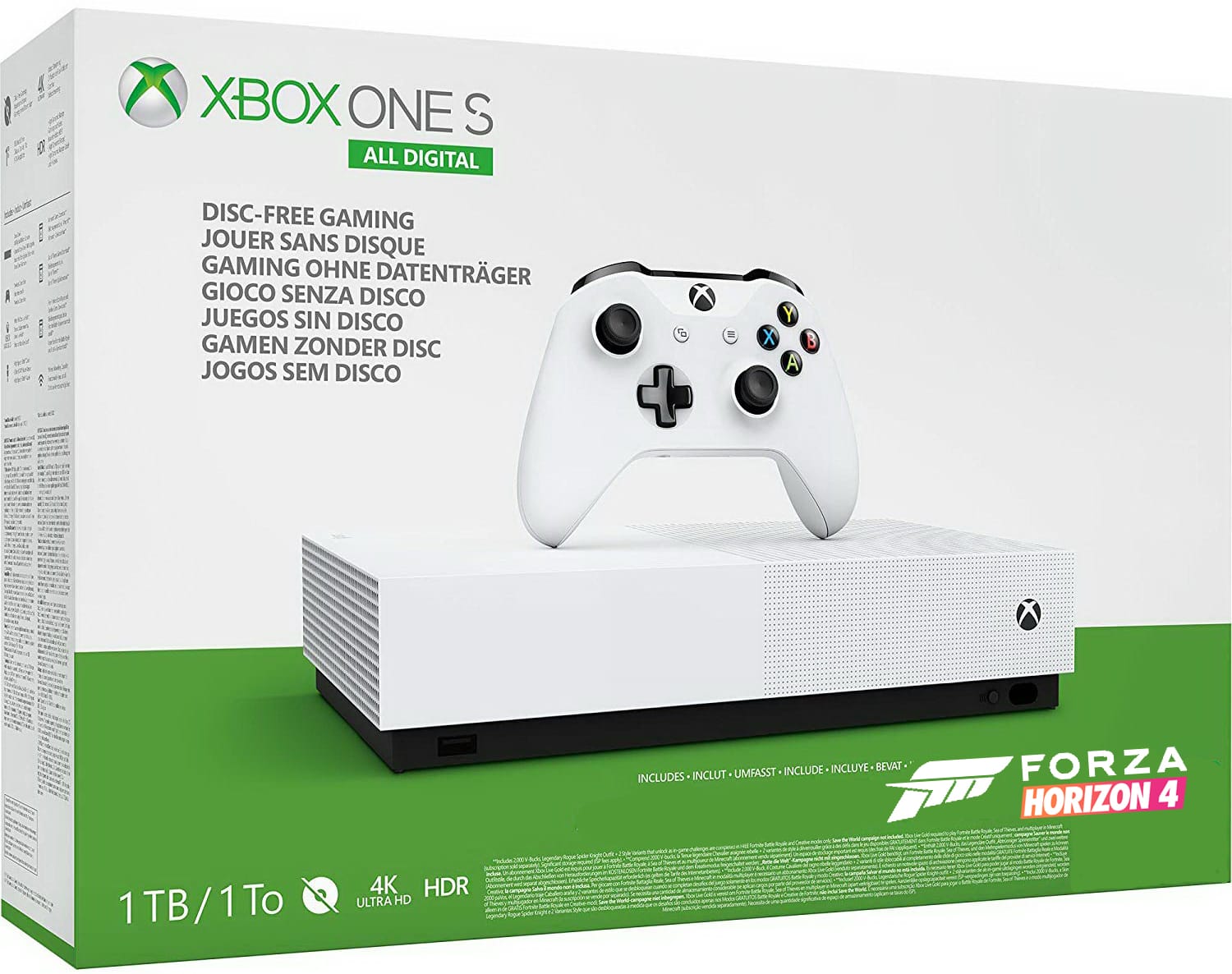≡ Microsoft Xbox One S 1Tb White All-Digital Edition + Forza Horizon 4 ...